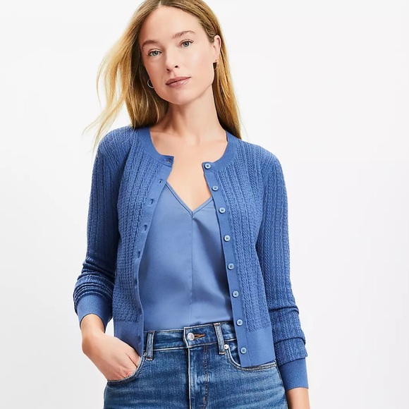 NWT LOFT Pointelle Cardigan - Picture 1 of 5